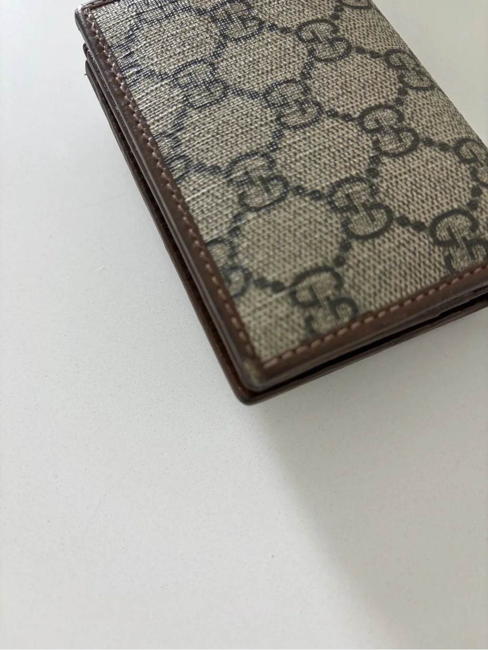 Gucci Beige GG Supreme Canvas Wallet with Brown Leather and Gold Horsebit - Picture 5 of 6